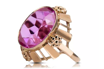 Inel Ametist Original vintage din aur roz de 14k Stil Vintage vrc043r